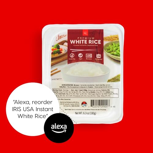 IRIS Instant White Rice (24 Pack) Ultra enhanced Japanese Short Grain Sushi Sticky Rice Microwave for 80 seconds (1.2 Minutes) Gluten Free Vegan Grown Polished and Packed in Japan