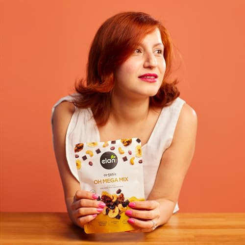 Elan Organic Oh Mega Mix, Vegan Dark Chocolate, Dried Fruits (Cranberries & Banana Chips), Nuts (Chia Walnuts & Roasted Cashews)