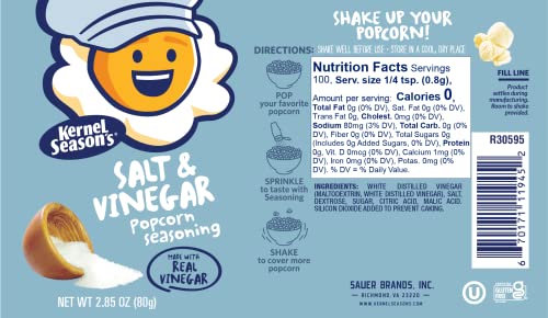 Kernel Season s Salt & Vinegar Popcorn Seasoning, 2.85 Ounce (Pack of 6)