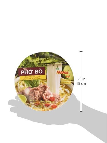 Mama Pho Bo Instant Beef Soup Bowl Noodle In Vietnamese Style, Silky-Smooth, Chewy Rice Noodles With Piping Hot Aromatic Soup Mi
