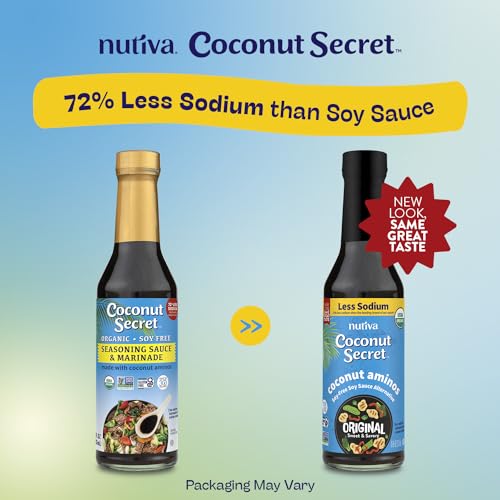 Coconut Secret Coconut Aminos - 8 Fl Oz (Pack of 2) - Low Sodium Soy Sauce Alternative, Low-Glycemic - Organic, Vegan, Non-GMO,