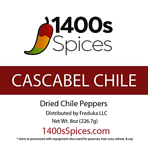 8Oz Cascabel Dried Whole Chile Peppers, Chili Seco Pods For Authentic Mexican Food, Heat-Sealed Resealable Bag By 1400S Spices