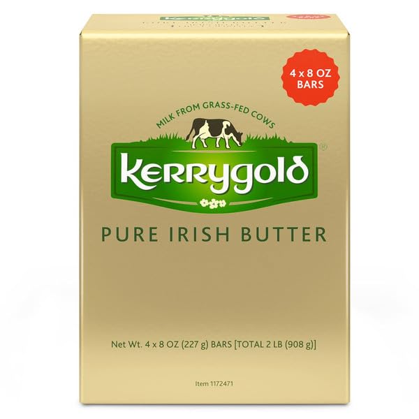 Pure Irish Butter, Salted, 8 oz, 4-count, Salted sweet cream butter; Milk from grass-fed cows; 8 oz bar, PASTEURIZED CREAM, SALT