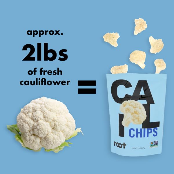 Root Foods Cauliflower Chips, Non-GMO Veggie Snack, Vegan, Gluten Free, Medium to Large