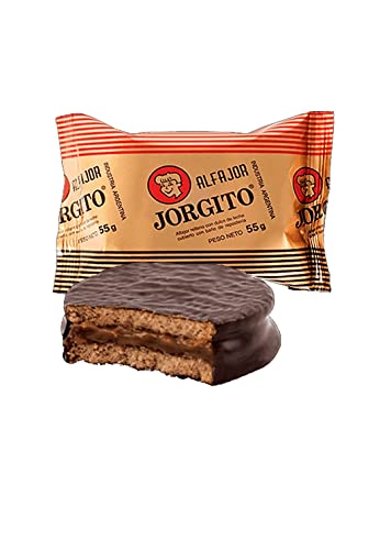 Alfajor Jorgito filled with dulce de leche and covered with chocolate - Bulk of 24 units