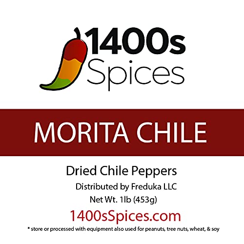 1lb Morita Chipotle Dried Whole Chile Peppers, Chili Seco Pods for Authentic Mexican Food, Heat-Sealed Resealable Bag by 1400s S