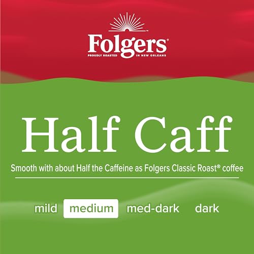 Folgers Half Caff Medium Roast Coffee, Keurig K-Cup Pods, 10 Count