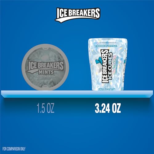 ICE BREAKERS Ice Cubes Mint Crystal Sugar Free Chewing Gum Bottles, 3.24 oz (6 Count, 40 Pieces)