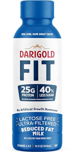 Darigold FIT High Protein 2% Low Fat Milk, Lactose Free, 14g Protein, 40% Less Sugar, 14oz, 12 Pack - Shelf Stable White Milk