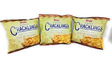 Oishi Ribbed Crackling In Old Fashioned, Salt & Vinegar Flavored, Net Wt 1.76Oz (50G) 3 Pack