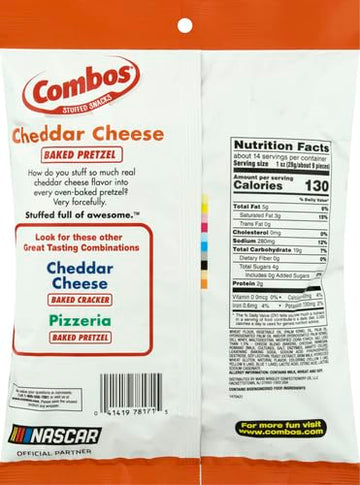 Combos Cheddar Cheese Baked Pretzel Snacks, 13.5 Oz. Bag, 13.5 Oz (Pack of 4)