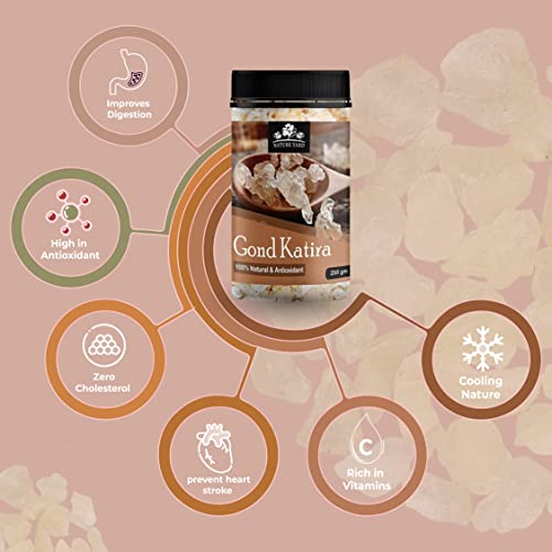 Nature Yard Gond Katira Pure Organic (Edible Gum) Tragacanth Crystals - 250 Gm - 100% Natural Superfood With Cooling Properties