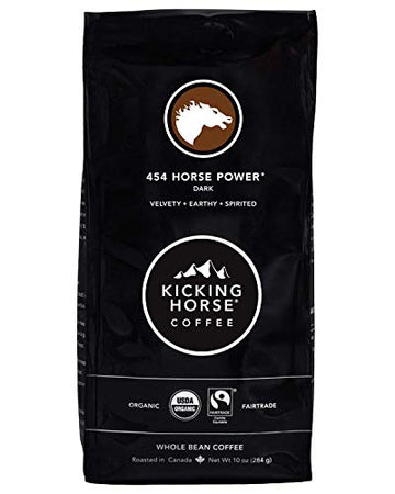 Kicking Horse Coffee, 454 Horse Power, Dark Roast, Whole Bean, 10 Oz - Certified Organic, Fairtrade, Kosher Coffee 10 Ounce (Pac