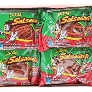LUCAS Salsagheti Watermelon Flavor Candy, 0.85 Ounce (Pack of 24)