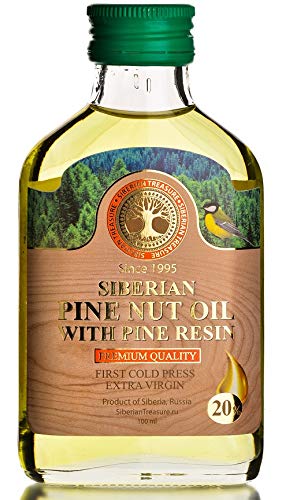 Siberian Pine Nut Oil Enriched With Pine Resin - 20% Premium Quality Extra Virgin First Cold Press 100 Ml - 3.4 Fl Oz