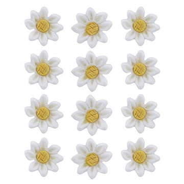 Global Sugar Art 36 Count Edible Daisy Sugar Cake Flowers, White Unwired, Small 1 Inch By Chef Alan Tetreault