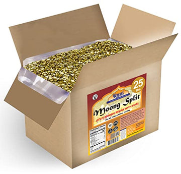Rani Moong Split (Split Mung Beans With Skin) Lentils Indian 400Oz (25Lbs) 11.36Kg Bulk Box ~ All Natural | Gluten Friendly | Non-Gmo | Vegan | Indian Origin
