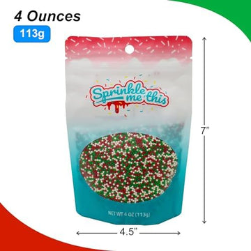 Christmas Blend Nonpareils - 12 Oz Resealable Candy Bag - Mini Red, White, and Green Nonpareils - Christmas Themed Sprinkle Topp