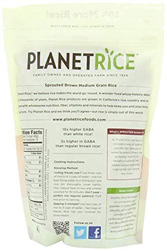 Planet Rice Bulk Sprouted Brown Rice Bulk - Great for Bulk Rice Cooking - Gaba Rice Gluten-Free, Vegan, Paleo, with 64% more Fib