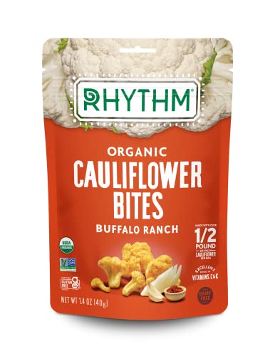 Rhythm Superfoods Crunchy Cauliflower Bites Buffalo Ranch Organic & Non-Gmo 1.4 Oz Vegangluten-Free Vegetable Superfood Snacks