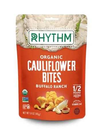 Rhythm Superfoods Crunchy Cauliflower Bites Buffalo Ranch Organic & Non-Gmo 1.4 Oz Vegangluten-Free Vegetable Superfood Snacks