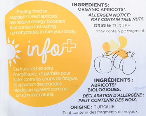 Elan Organic Sun-Dried Apricots, 7 oz, Dried Fruits, No Sulphites, No Sugar Added, Non-GMO, Vegan, Gluten-Free, Kosher, Naturall