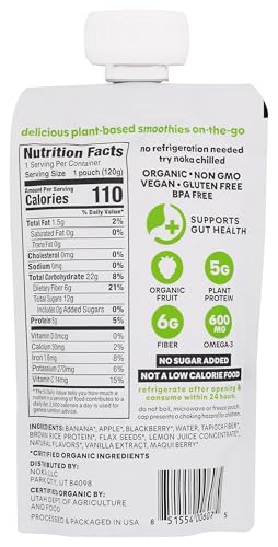 NOKA Organic Blackberry Vanilla Smoothie, 4.22 OZ, Superfood Blend, Pack of 1