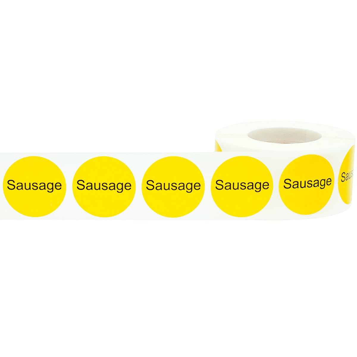 Yellow Sausage Deli Labels 1 Inch Round Circle Dot 500 Total Adhesive Stickers