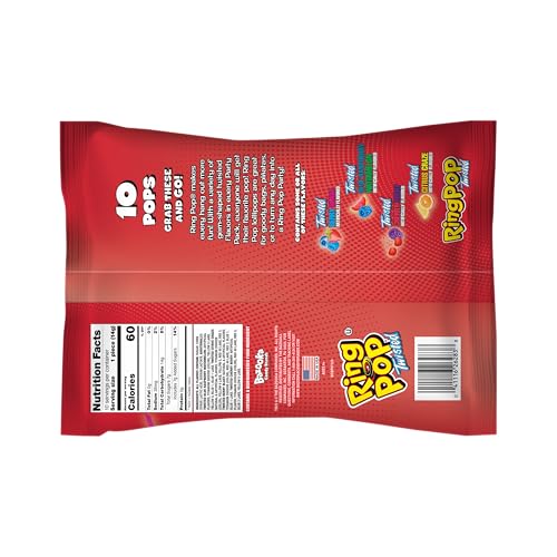 Ring Pop Bulk Lollipop Variety Pack - 10 Count Assorted Twisted Flavors - Fun Candy for Birthdays and Celebrations - Multi Color