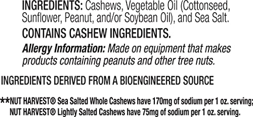 Nut Harvest, Lightly Salted Cashews, 24 Ounce Jar