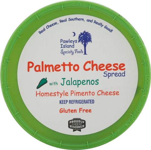 PALMETTO CHEESE Jalapeno Pimento Cheese Spread - Homestyle Spreadable Cheddar Cheese for Holiday Sides and Appetizers, Burgers,