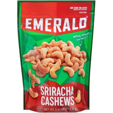 Emerald Nuts Combo (Variety Pack) Featuring Jalapeno Seasoned Cashews & Sriracha Seasoned Cashews | 5 Oz Resealable Bags | Koshe
