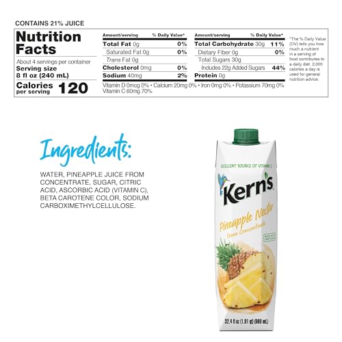 Kern'S Pineapple Nectar, 32.4 Fl Oz (Pack Of 12)