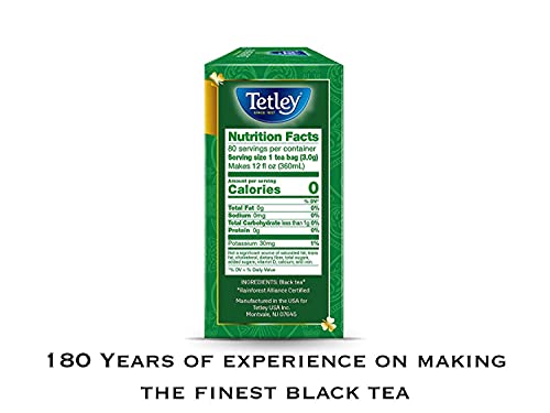 Tetley Irish Breakfast Premium Black Tea, 80 Tea Bags, Rainforest Alliance Certified