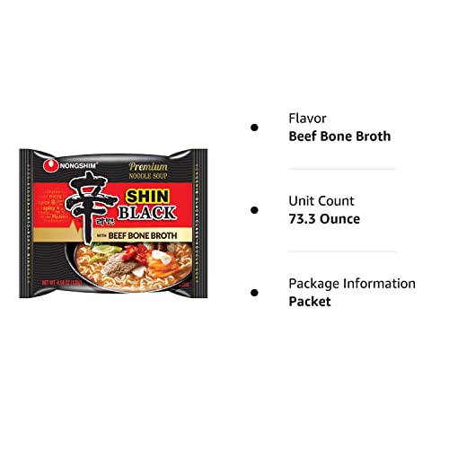 Nongshim Shin Black Ramen/Ramyun Premium Noodle Soup 4.58 Ounce (16 Pack)