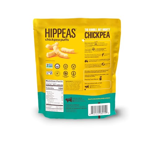 Hippeas - Chickpea Puff White Cheddar - Case Of 12-6/.8 Ounce
