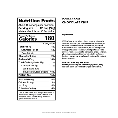 Kodiak Power Cakes, Pancake & Waffle Mix, Chocolate Chip, High Protein,100% Whole Grains (Pack Of 1)