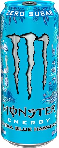 Monster Energy Ultra Blue Hawaiian Sugar Free Energy Drink, 16 oz, Pack of 15 - Refreshing Energy Boost, Zero Sugar, Great Taste