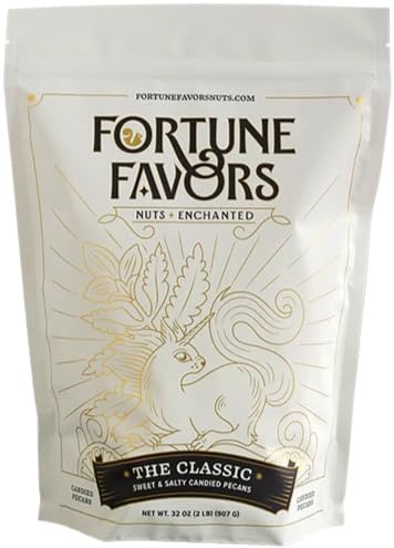 Fortune Favors Candied Pecans, Sweet and Salty Snack, Hand Crafted in Small Batches, USA-Grown (32oz, Classic)
