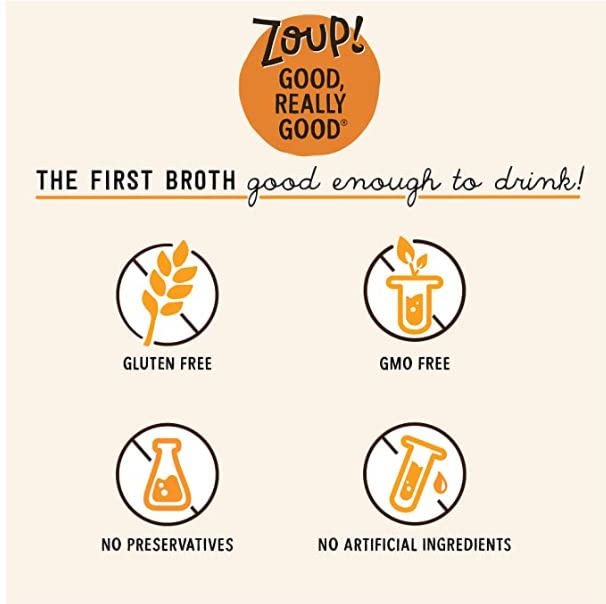 Beef Bone Broth By Zoup! Keto-Friendly, Gluten Free, Sugar Free, Non-Gmo Clear Broth - Great For Stock, Bouillon, Soup Base Or I