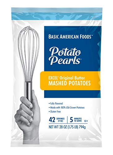 Basic American Foods Potato Pearls, Original Butter Mashed Potatoes, Large Size For Food Services And Restaurants, Easy To Prepare, Made With 100% Usa Grown Potatoes,28 Ounces (Pack Of 12)
