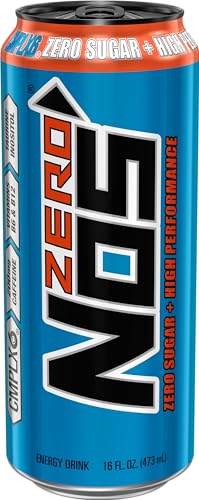 NOS Zero Sugar Energy Drink, 16 Fl oz, High Performance, 15 Pack - Sugar-Free Energy Boost for Active Lifestyles