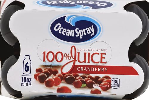 Ocean Spray 100% Juice Cranberry Juice Blend, 10 Fl Oz, 6 Count (Pack of 1)