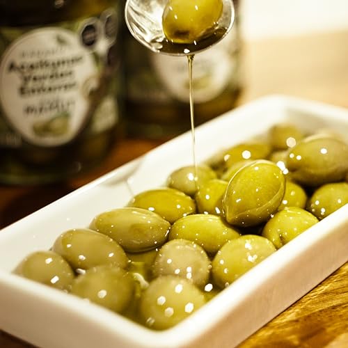 Whole Green Olives From Greece  Mammoth Size  Preserved In Premium Koroneiki Olive Oil  14.1 Oz