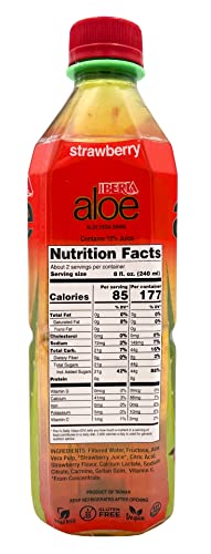 Iberia Aloe Vera Juice Drink, Strawberry, 16.9 Fl Oz (Pack Of 24)