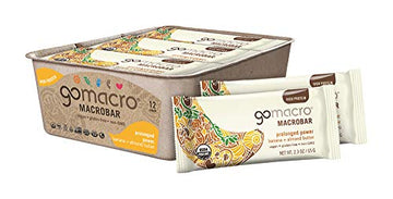 Gomacro Macrobar Organic Vegan Protein Bars Banana + Almond Butter 1.9 Ounce Bars (Pack Of 12)