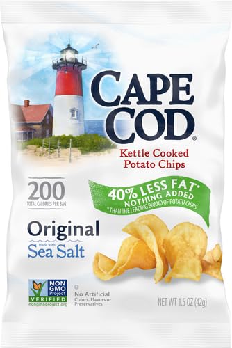 Cape Cod Potato Chips, Less Fat Original Kettle Cooked Chips, 1.5 Oz (Pack Of 56)