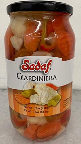 Sadaf Giardiniera Mild - Pickled vegetables in jar - Giardiniera Mix - Marinated Vegetables - Pickled Vegetable Relish - 32 oz