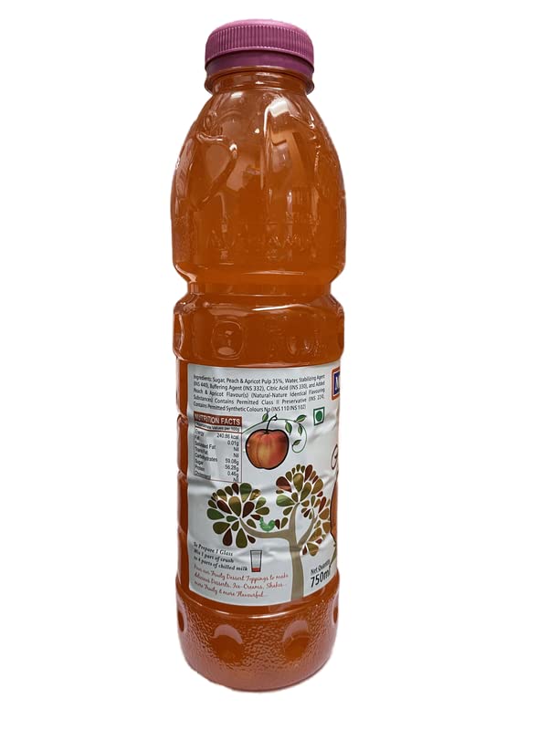 Manama Peach And Apricot Fruit Crush For Dessert Toppings Like Ice Creams And Shakes, 750Ml