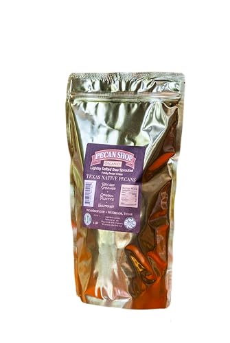 Pecan Shop Native Pecan Halves, Family Recipe Crispy, Soaked and Dried with Sea Salt, 1 Lb.